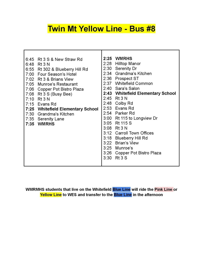 yellow bus route