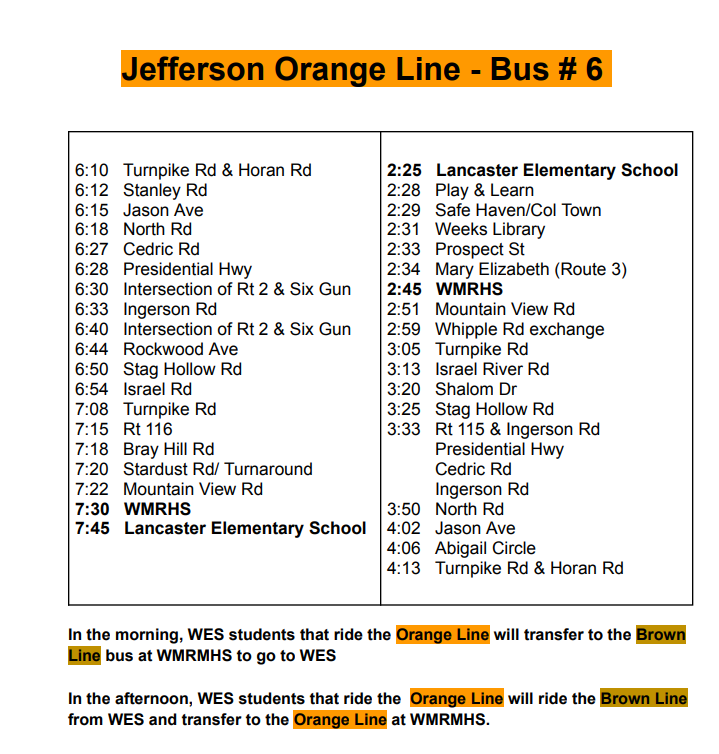 Updated Bus Info