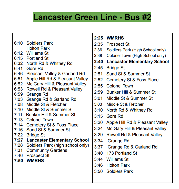 Updated Bus Info