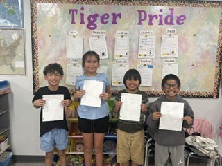 Kai, Audrey, Karter and Jayden rocked their spelling tests this week--Whaahoo