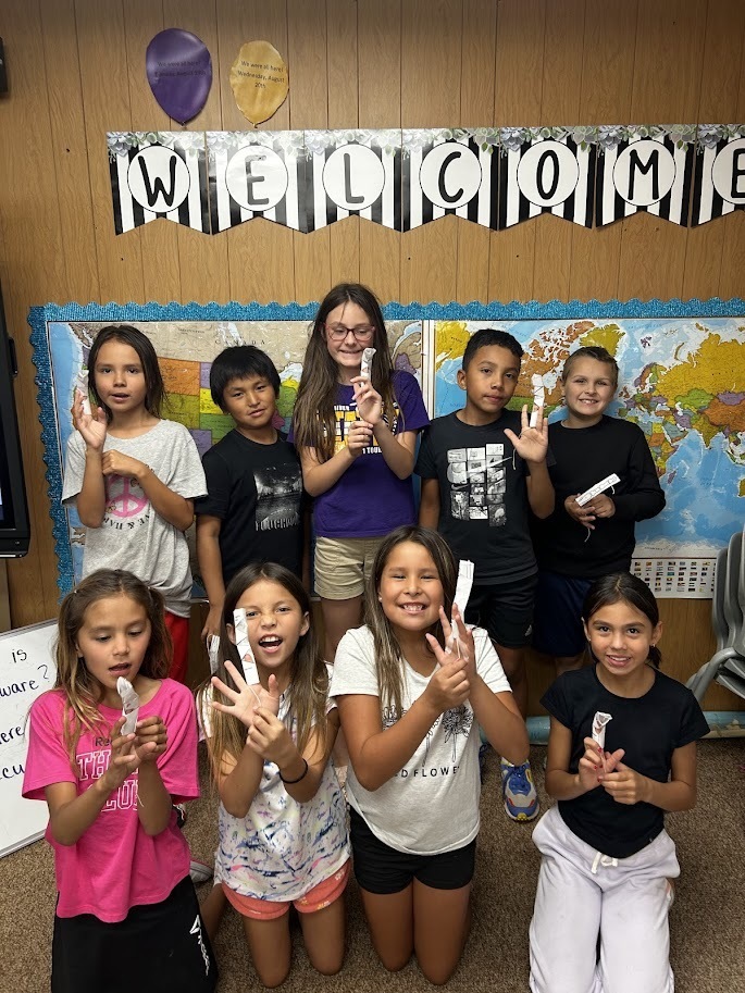 Mrs. Klein's class showing their "robot fingers"!