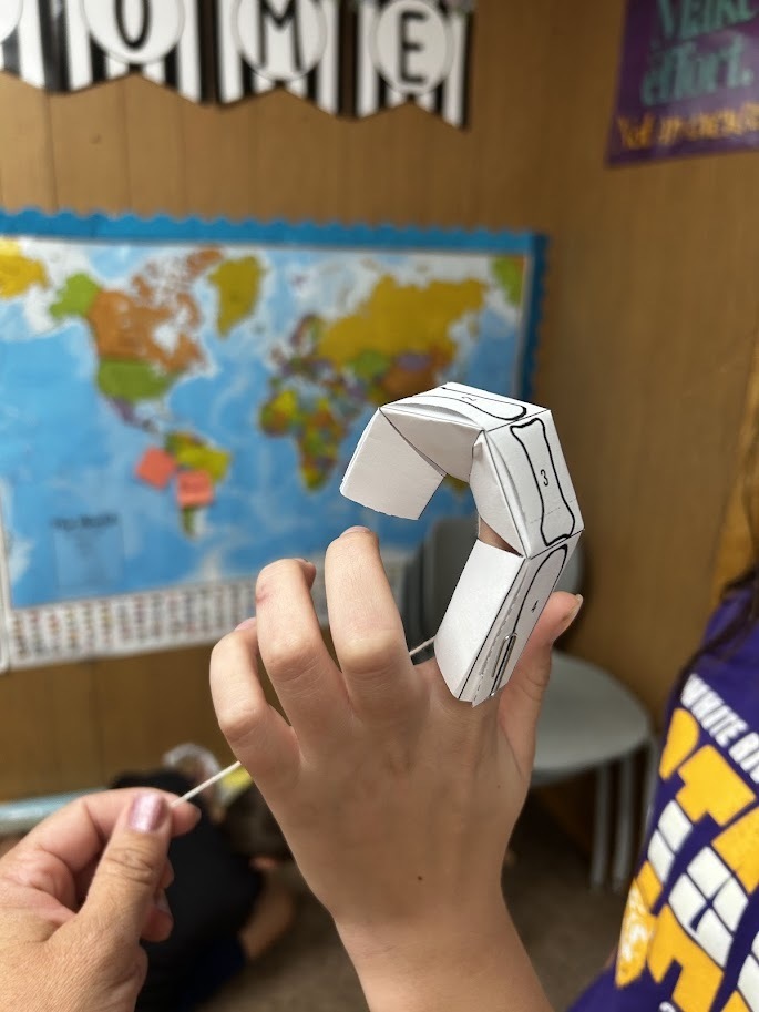 Pulling the "Tendon" to make the finger bend.  