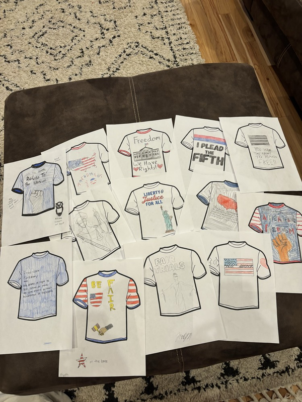 7th grade created their favorite amendment while we studied the US Constitution and the Bill of Rights