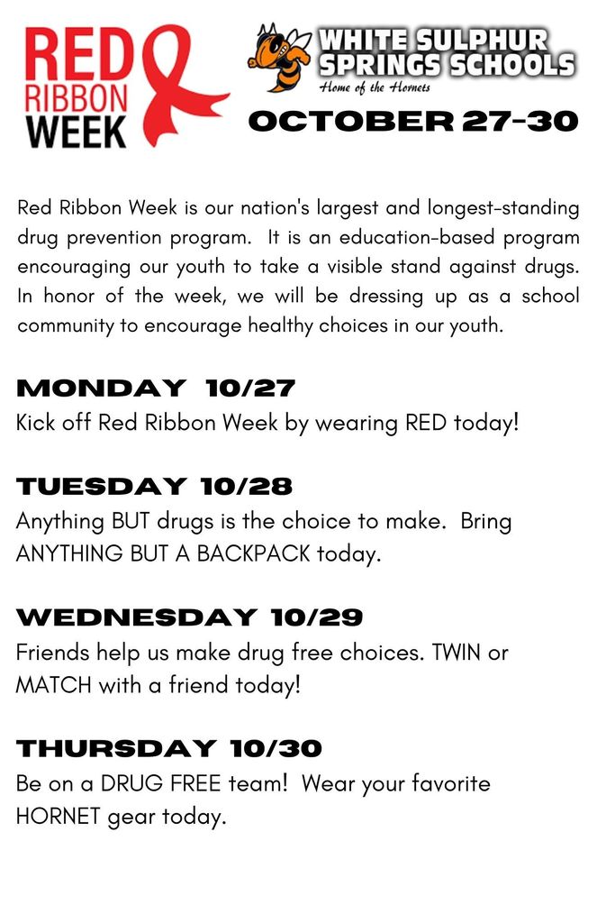 Red Ribbon Week Dress-Up Days