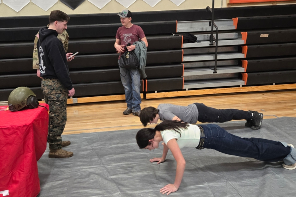 Students are tested by one of our military tables at the career fair.