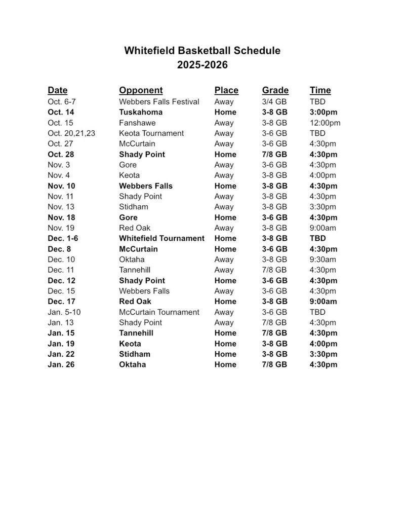 Basketball Schedule 
