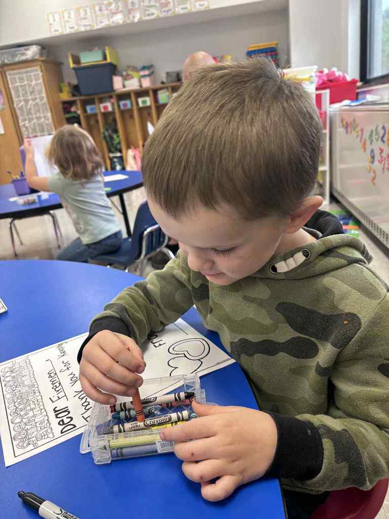 WCS prek writing thank you letters to the Fireman 2025