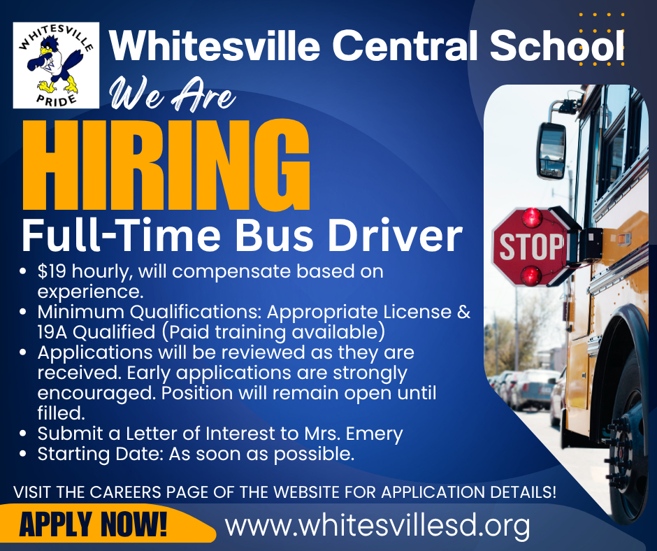 WCS seeking to hire Full-Time Bus Driver 2025
