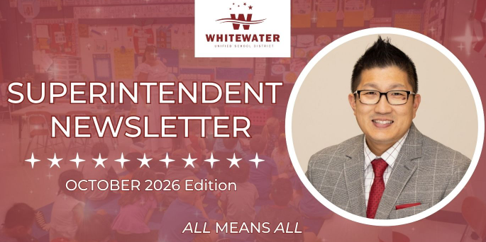 Superintendent Newsletter October 2026 Edition All Means All with photo of Samuel Karns