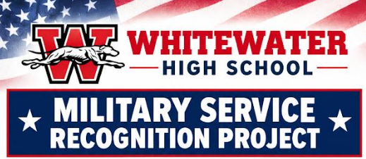 The american flag with the words Whitewater High School Military Service Recognition Project