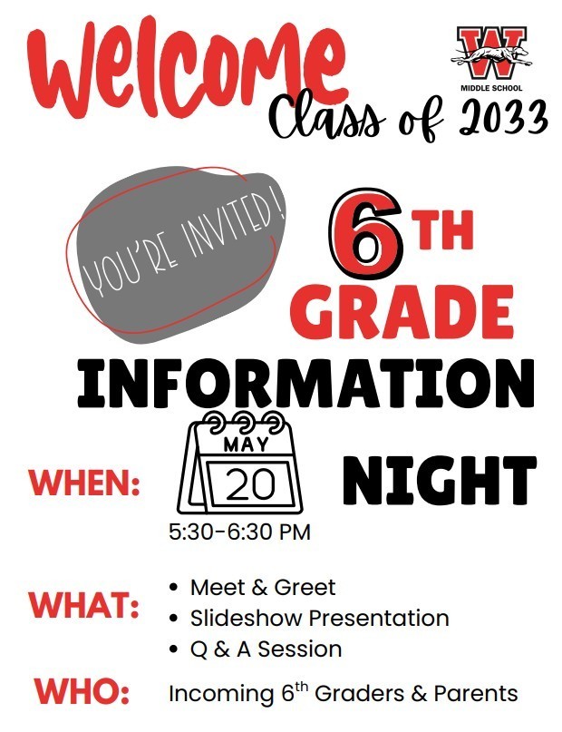 6th Grade Information Night Flyer