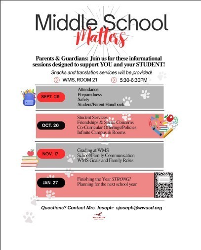 Middle School Matters meeting notice