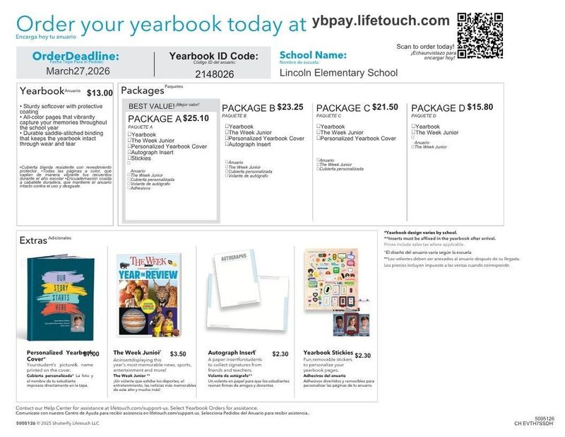yearbook ordering flyer