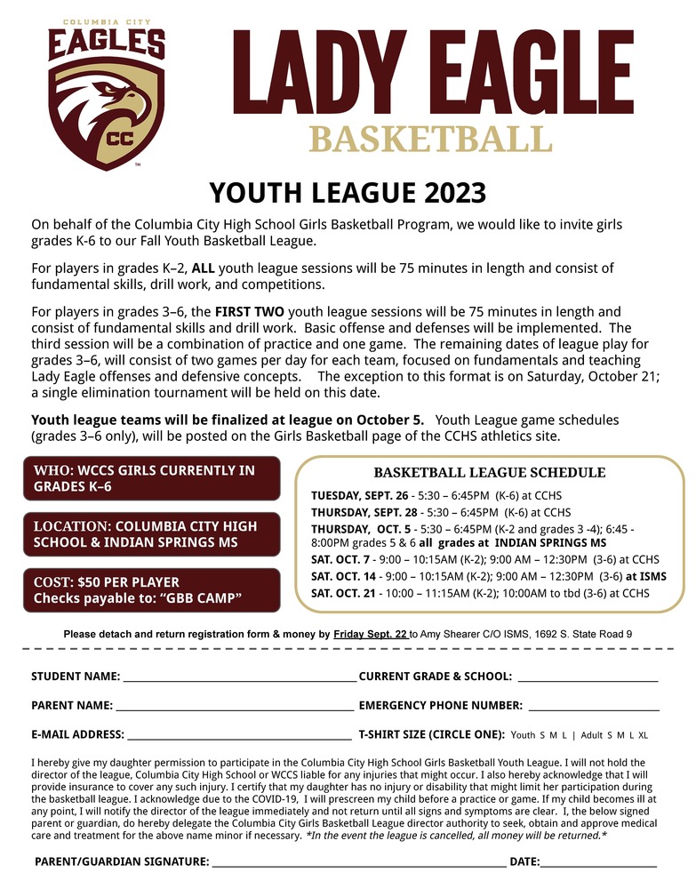 Lady Eagle Basketball Announces Youth League Mary Raber Elementary School
