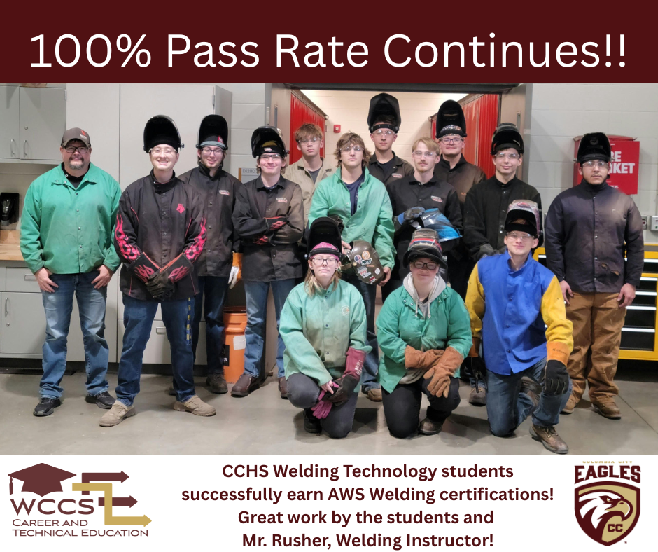 CCHS Welding Students successfully earn AWS Certification