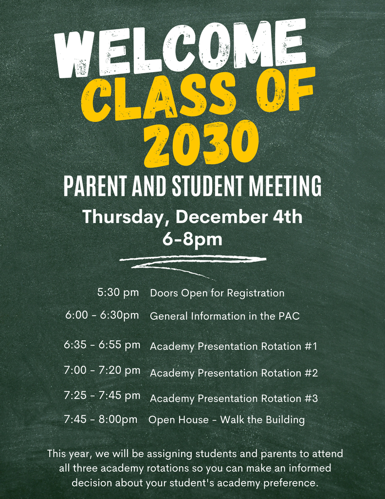 8th grade parent night on December 4th, 6pm-8pm with doors opening at 5:30, Poster