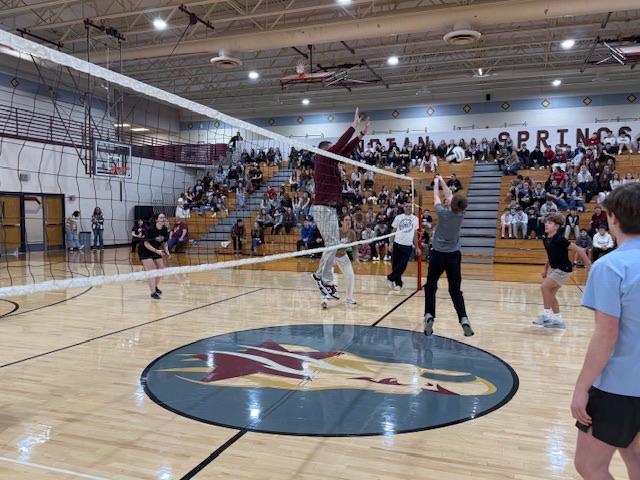8th staff vs student volleyball