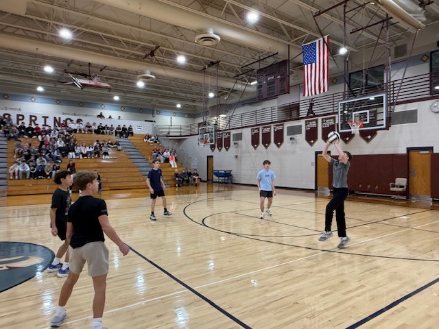 8th staff vs student volleyball