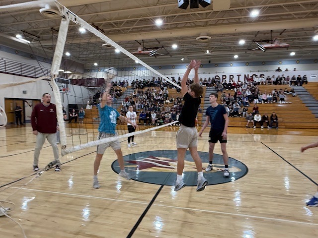 8th staff vs student volleyball