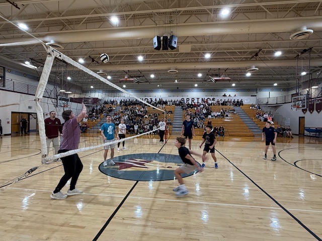 8th staff vs student volleyball