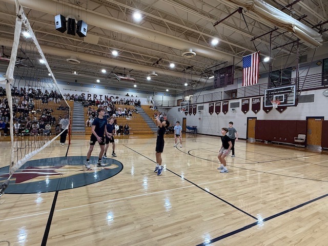 8th staff vs student volleyball