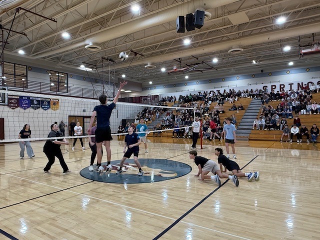 8th staff vs student volleyball