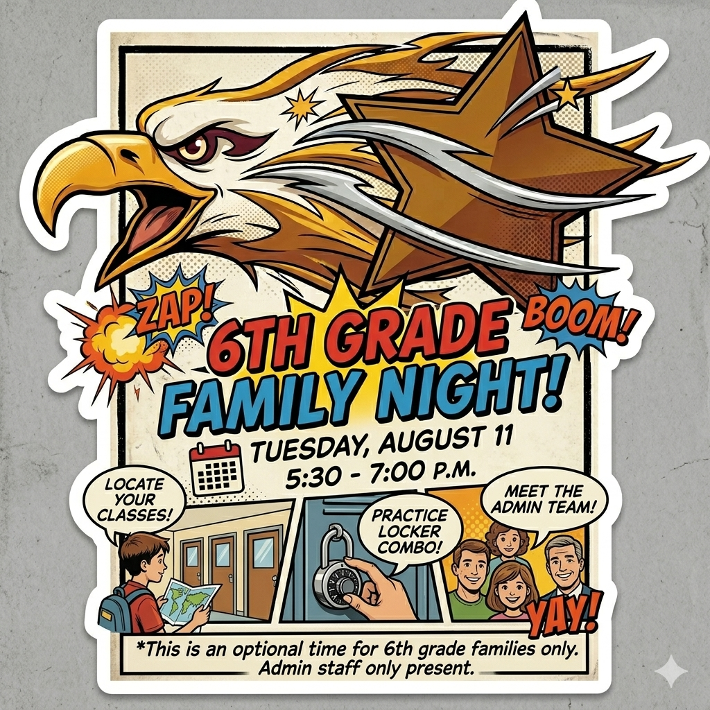 2026 6th Grade Family Night from 5:30-7 p.m.