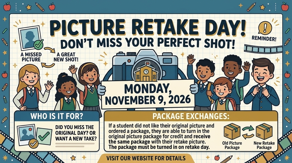 Picture Retake Day, Monday 9, 2026