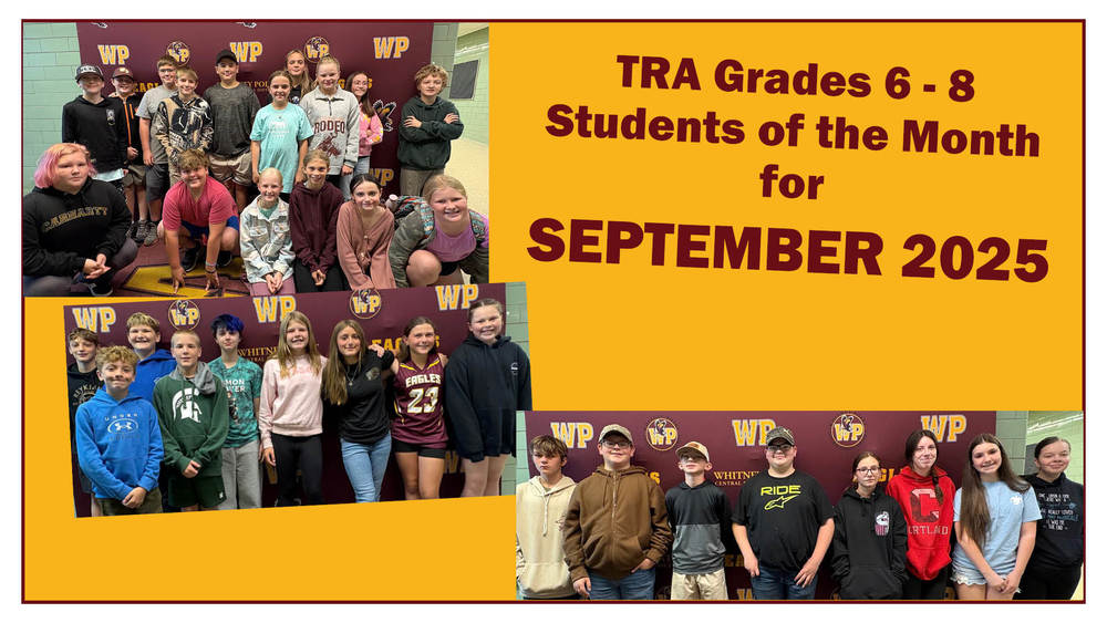 Tioughnioga Riverside Academy Grades 6 through eight students of the month for September 2025.