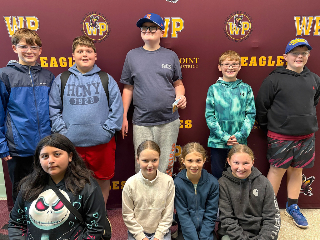 Nine Tioughnioga Riverside Academy sixth graders were recognized as October students of the month the first week of November 2025.