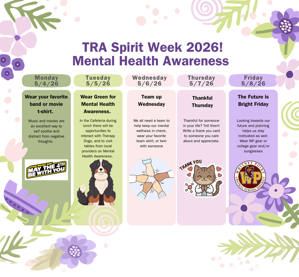 TRA Mental Health Awareness Spirit Week 2026.
