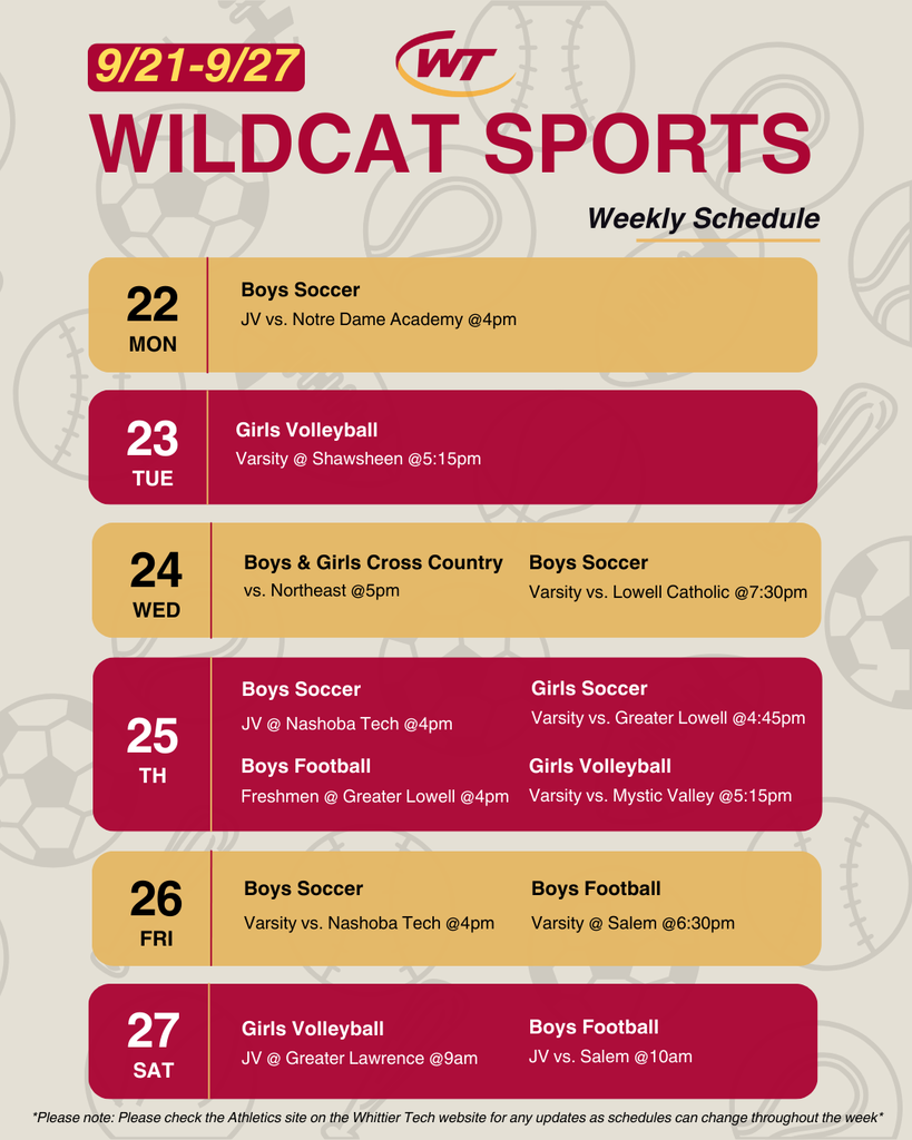 Weekly Wildcat Sports 9/21-9/27