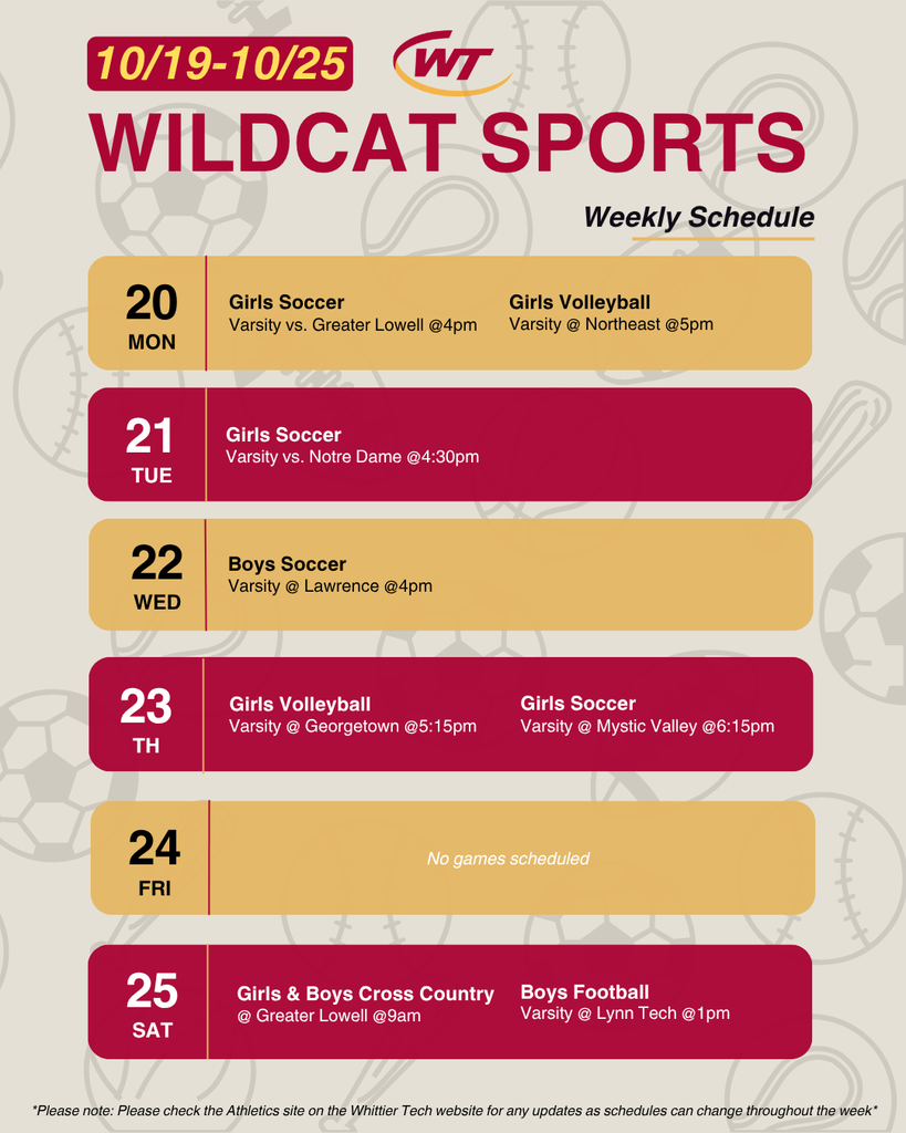 10.19-10.25 Sports Schedule