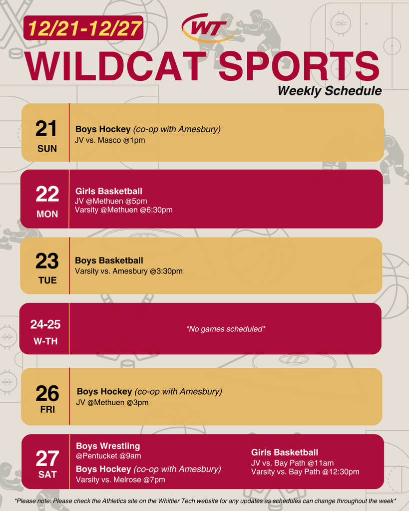 12/21-12/27 Sports Schedule