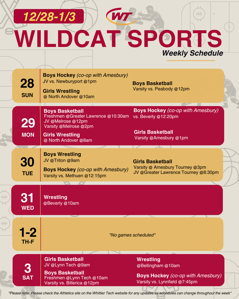12/28-1/3 Sports Schedule