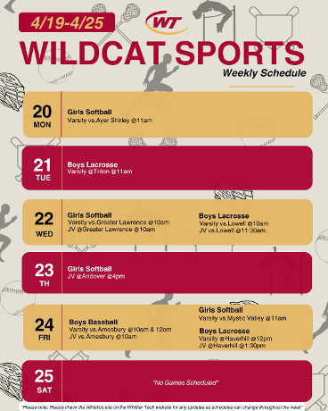 Weekly Schedule 4/19-4/25