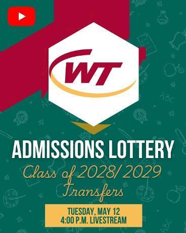 Admissions Lottery for Class of 2028/2029 Transfers will be livestreamed on Tuesday, May 12 at 4pm
