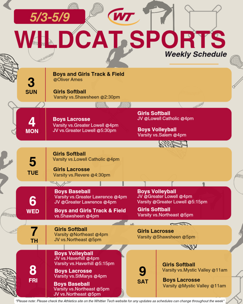 5/3-5/9 sports schedule