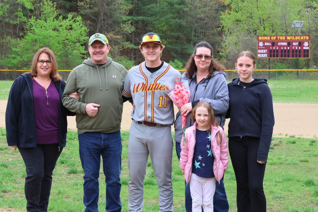 Senior Colby Ferguson-Torrey with his family on Senior Night for Whittier Tech Varsity Baseball.