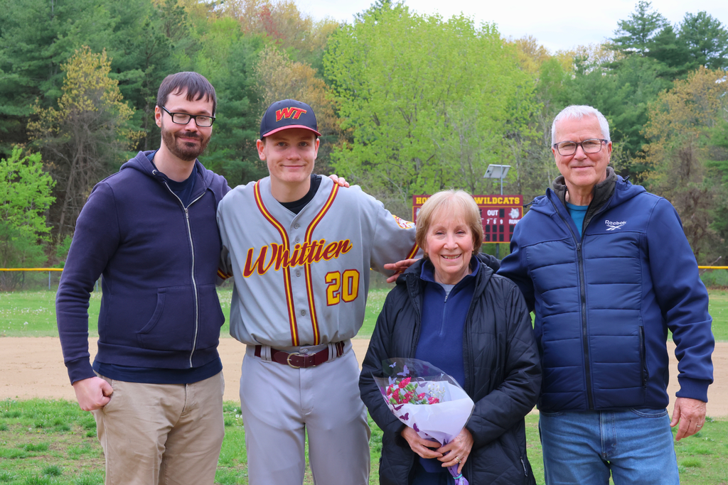 Senior Wes McTighe with his family on Senior Night for Whittier Tech Varsity Baseball.