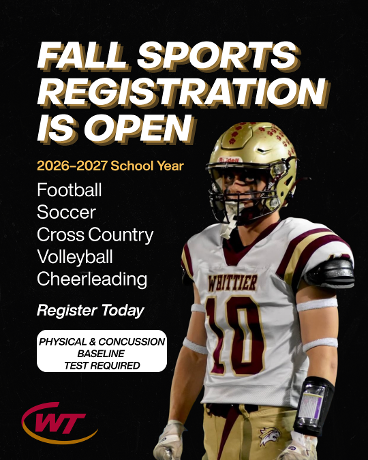 📣 Fall Sports Registration is Now Open! Students interested in participating in a fall sport during the 2026-27 school year must complete the online registration process. - Football - Soccer - Cross Country - Volleyball - Cheerleading Register here: https://schools.snap.app/WhittierTech Important reminders: ✅ A current physical is required and must be on file before participation. Physicals are valid for 13 months from the exam date. ✅ All student-athletes must complete a new concussion baseline test for the 2026-27 school year, even if they completed one last year. Please bring a copy of your physical to the first day of practice or email it to schoolnurse@whittier.tec.ma.us. Stay tuned for fall tryout information! Questions? Contact Athletic Director Kevin Bradley at kbradley@whittier.tec.ma.us.