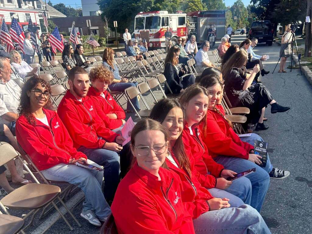WT students sitting in their seats before the 9/11 Remembrance Memorial at the Haverhill Firefighting Museum.