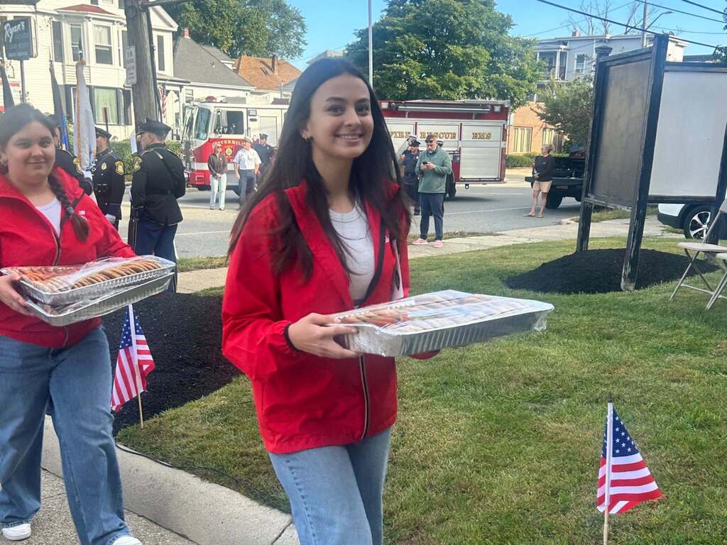 WT Students helping set up by bringing in food at the 9/11 Remembrance Memorial at the Haverhill Firefighting Museum.