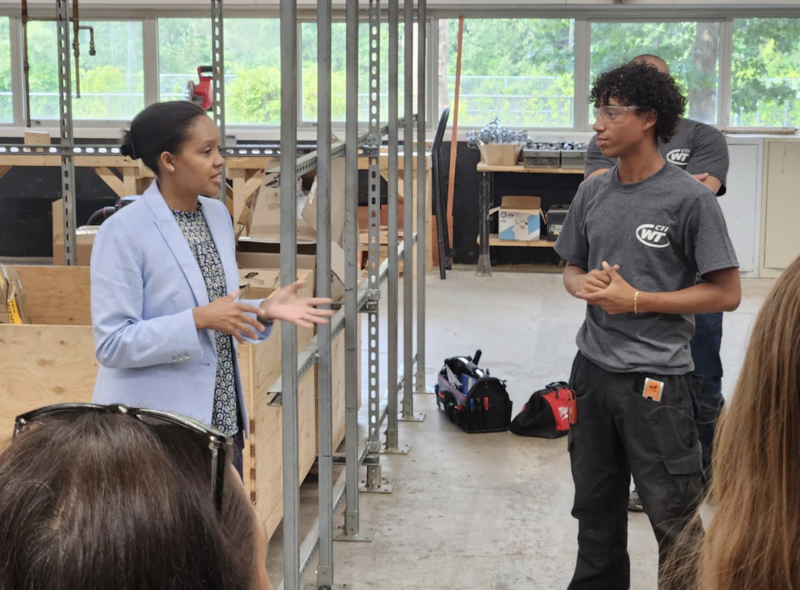 Secretary Jones with CTI Student