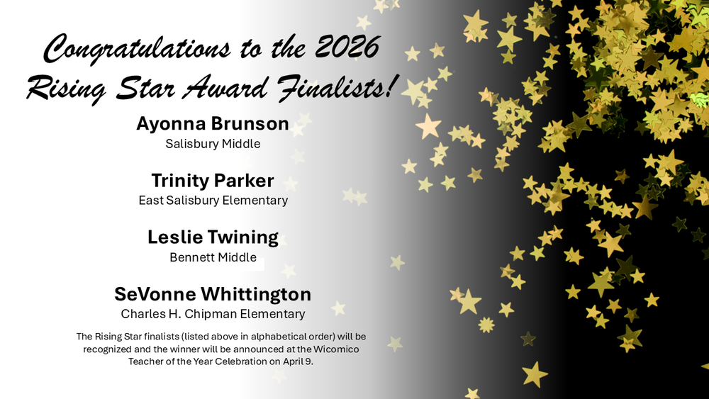 Graphic with the names of the finalists for Rising Star Award