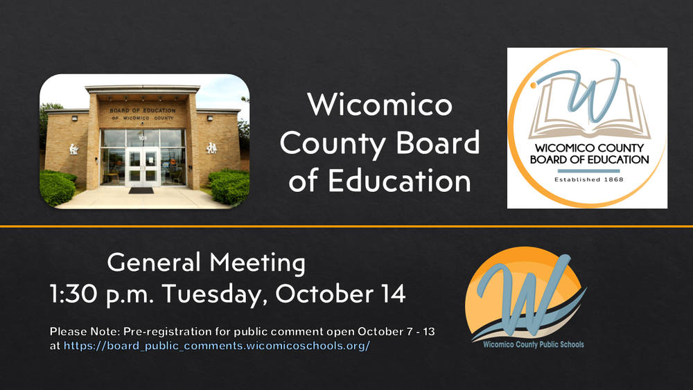 Image of flyer advertising the next monthly meeting of the Board of Education