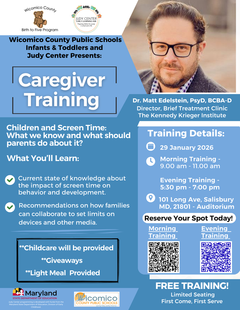 Image of a flyer advertising Caregiver Training on January 29, 2026 at 101 Long Avenue with Dr. Matt Edelstein