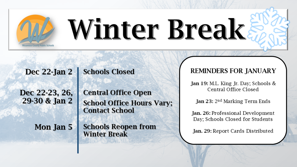Image of Winter Break Schedule