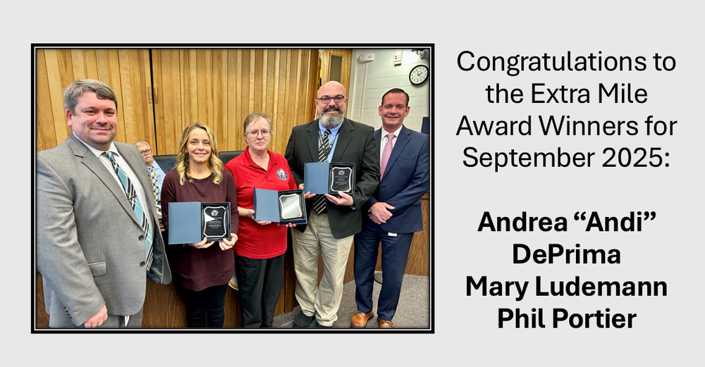 Extra Mile Award Winners for September 2025