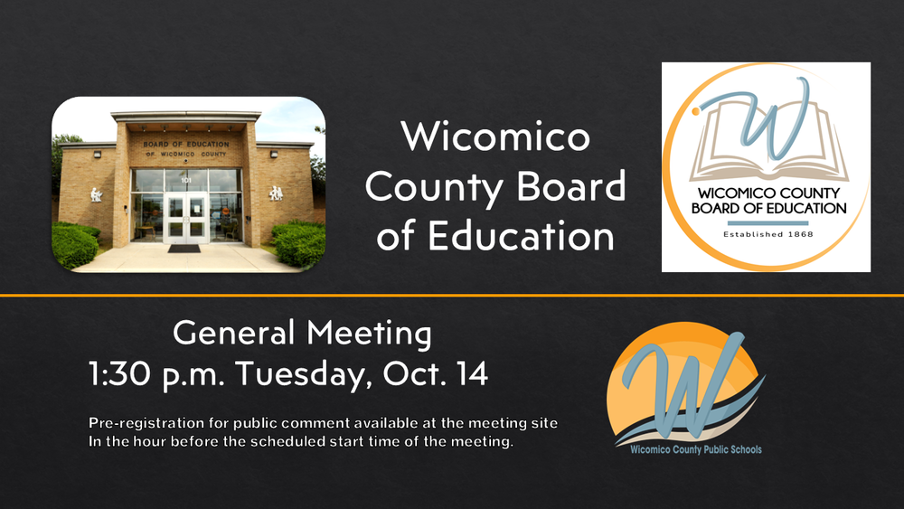 Image of flyer advertising the October monthly meeting of the Board of Education
